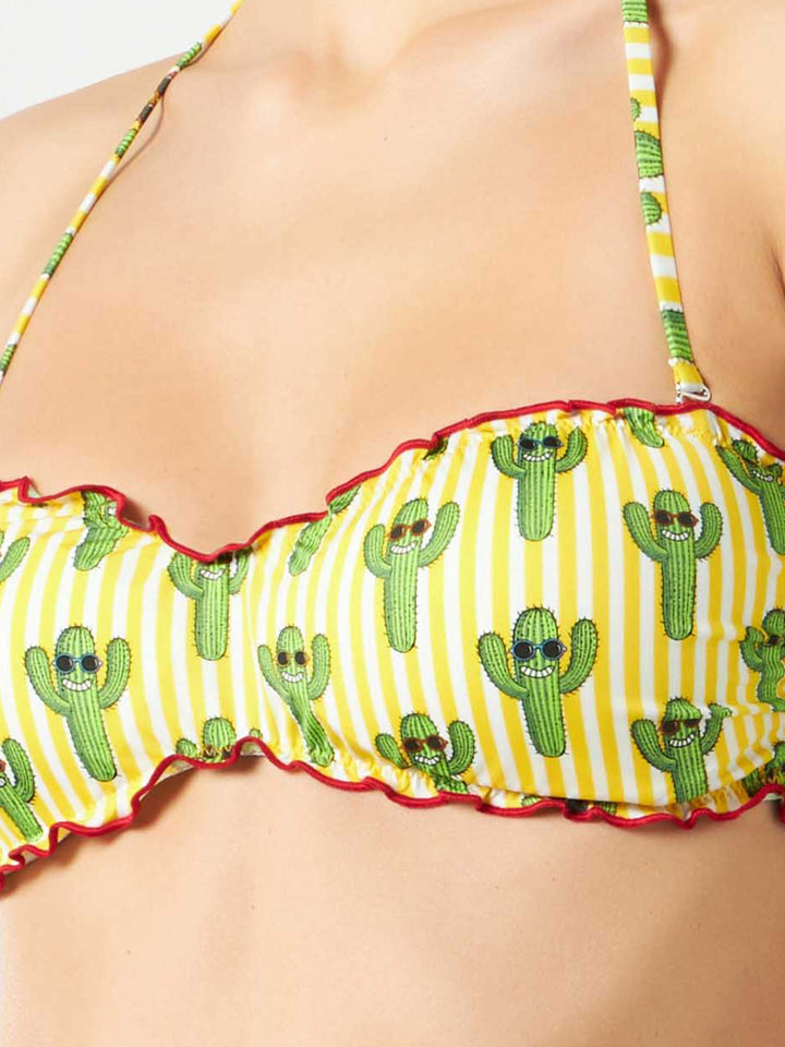 Bandeau-Top für Damen mit Kaktus-Print