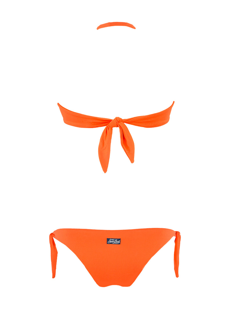 Orange Draped Bandeau Bikini