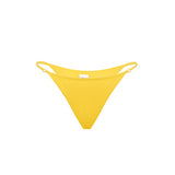 Woman yellow ribbed cheeky swim briefs